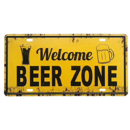 Metal Tin Sign Car License Plate Beer Beach USA Art Poster Shabby Plaque Iron Poster Pub Wall Sticker Decor