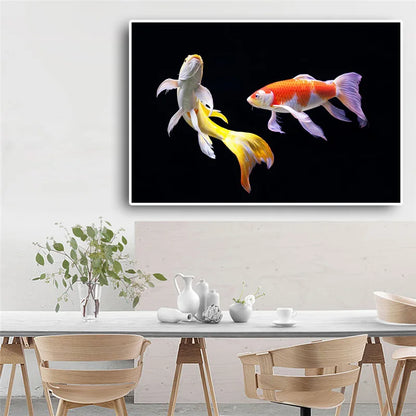 Koi Fish Lotus Black Canvas Art Painting Posters and Prints Nordic Art Scandinavian Wall Picture for Living Room Kitchen Decor