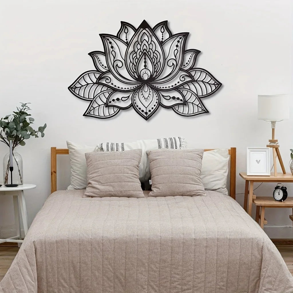 CIFBUY Mandala Wall Art Lotus Flower Mandala Metal Wall Art Spiritual Decor For Living Room Wall Decor Lotus Wall Art Decoration