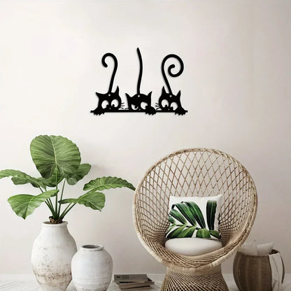 Wall Decor Metal Wall Hanging, Hanging Wall Art for Living Room, Bedroom Accessories Room Decoration Cat Wall Art Metal Wall Art