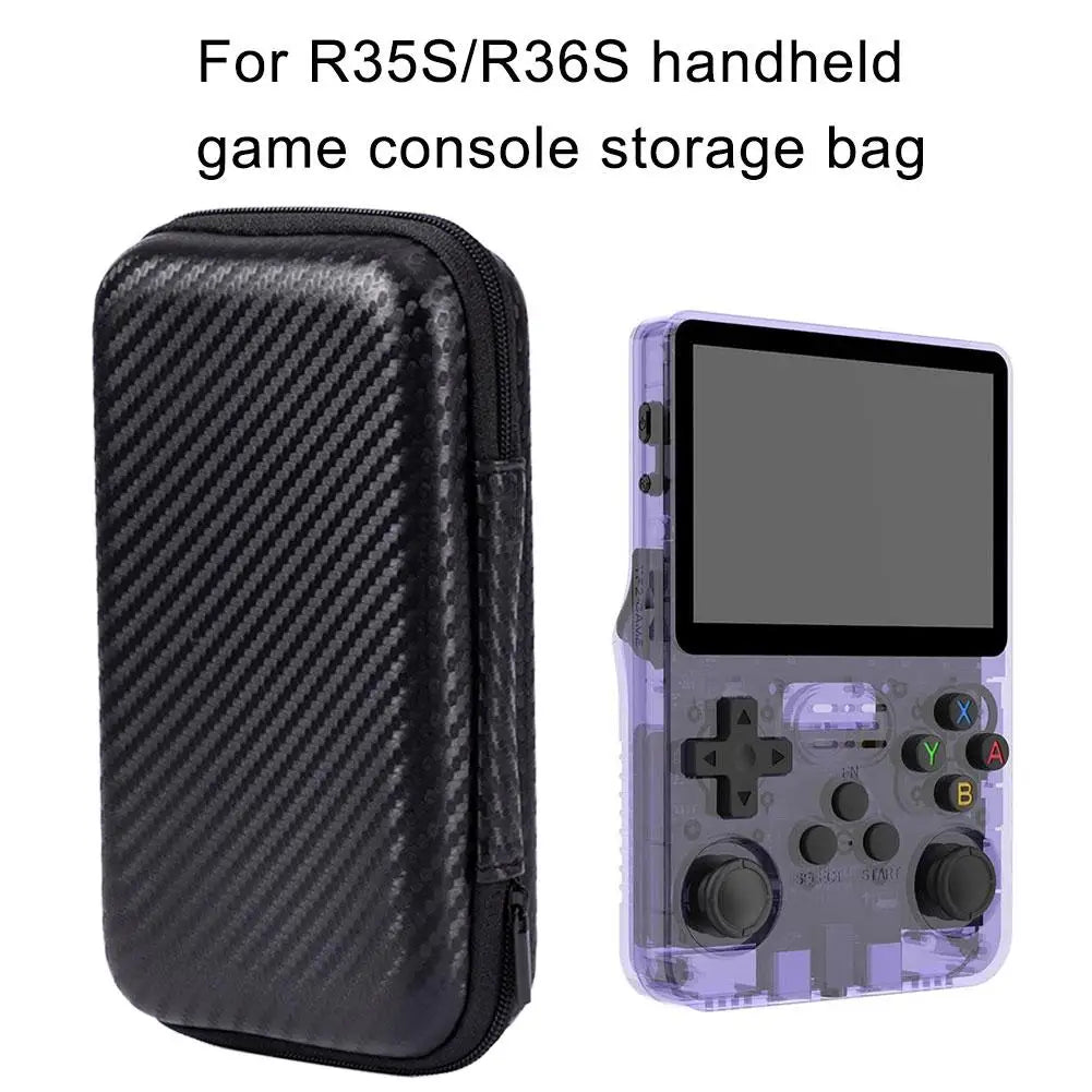 Game Console Storage Bag For R35S/R36S/RG35XX Carbon Fiber Pattern EVA Anti-fall Protective Case For R35S/R36S