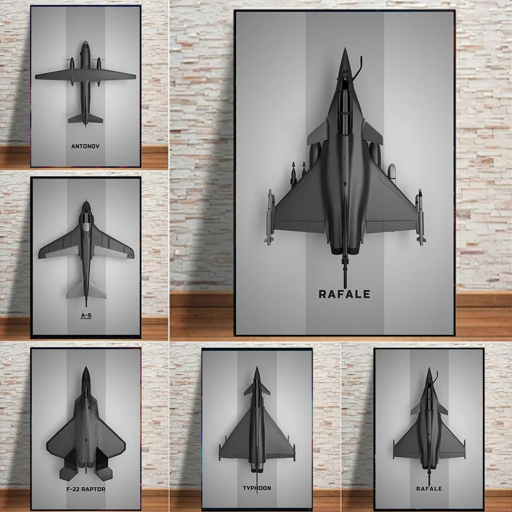 Minimalist Aircraft Design Wall Art Posters and Prints Fighter Modern Art Canvas Paintings on the Wall Art Pictures Room Decor