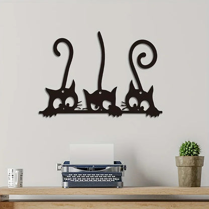 Wall Decor Metal Wall Hanging, Hanging Wall Art for Living Room, Bedroom Accessories Room Decoration Cat Wall Art Metal Wall Art