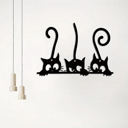 Wall Decor Metal Wall Hanging, Hanging Wall Art for Living Room, Bedroom Accessories Room Decoration Cat Wall Art Metal Wall Art