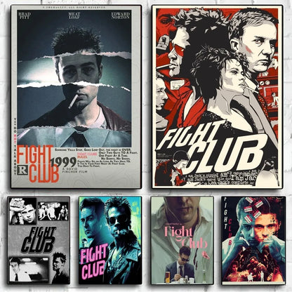 Poster Film Fight Club Film Brad Pitt Poster Kraft Club Bar Paper Vintage Poster Wall Art Painting Bedroom Study Stickers